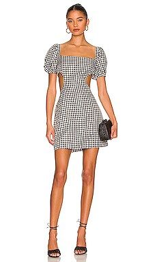 MORE TO COME Bethanie Puff Sleeve Dress in Black Gingham from Revolve.com | Revolve Clothing (Global)