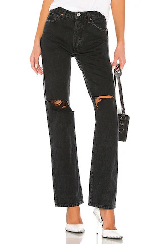 RE/DONE Originals High Rise Loose in Washed Black With Rips from Revolve.com | Revolve Clothing (Global)