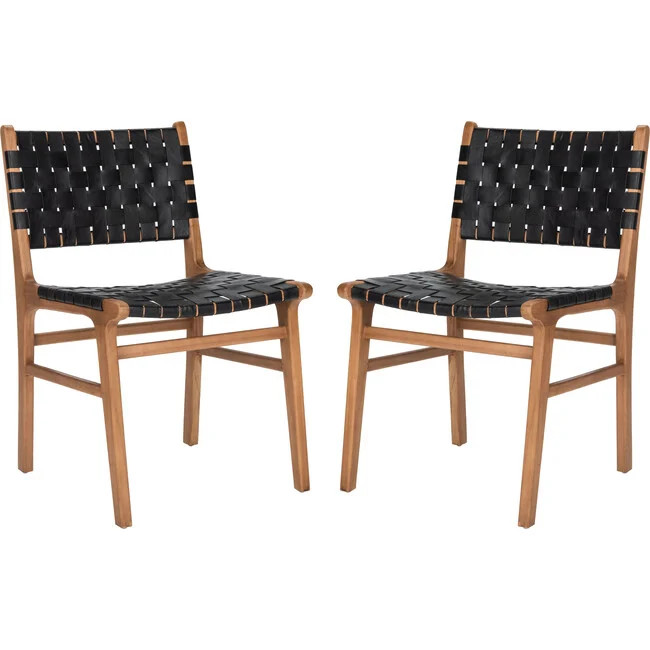 Safavieh | Taika Woven Leather Accent Chair, Black | Maisonette | Maisonette