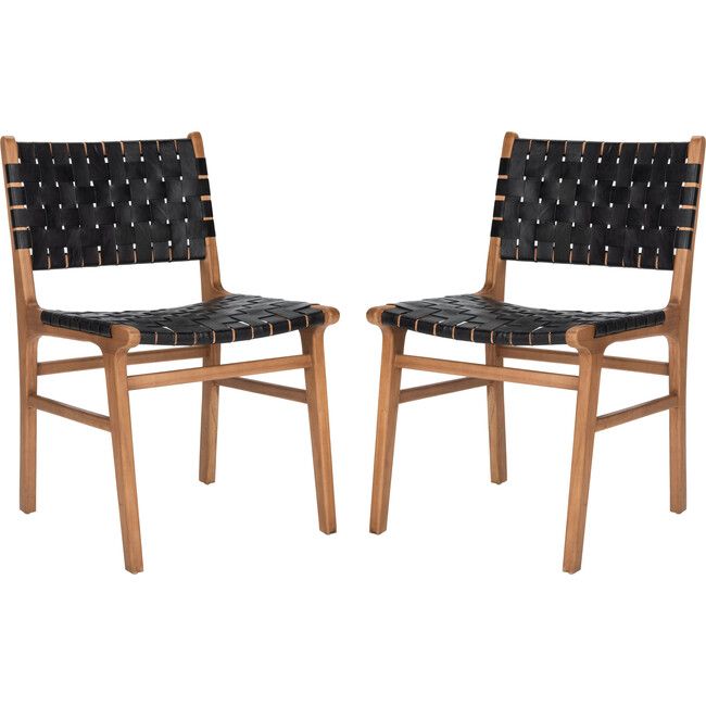 Safavieh | Taika Woven Leather Accent Chair, Black | Maisonette | Maisonette