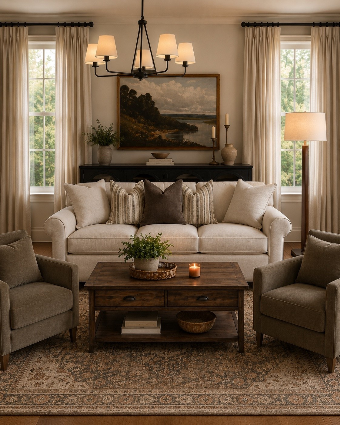 Modern Traditional Living Room Moodboard, English Cottage Living Room Design Ideas, Olive Green Living Room Decor, Traditional Living Room, Cozy Living Room Design, Vintage Wall Art, Vintage Living Room Design 

#homedecor #instahome #cozyhome #englishcottage #traditionallivingroom #cozylivingroom #vintagehome #den

#LTKstyletip #LTKhome #LTKsale