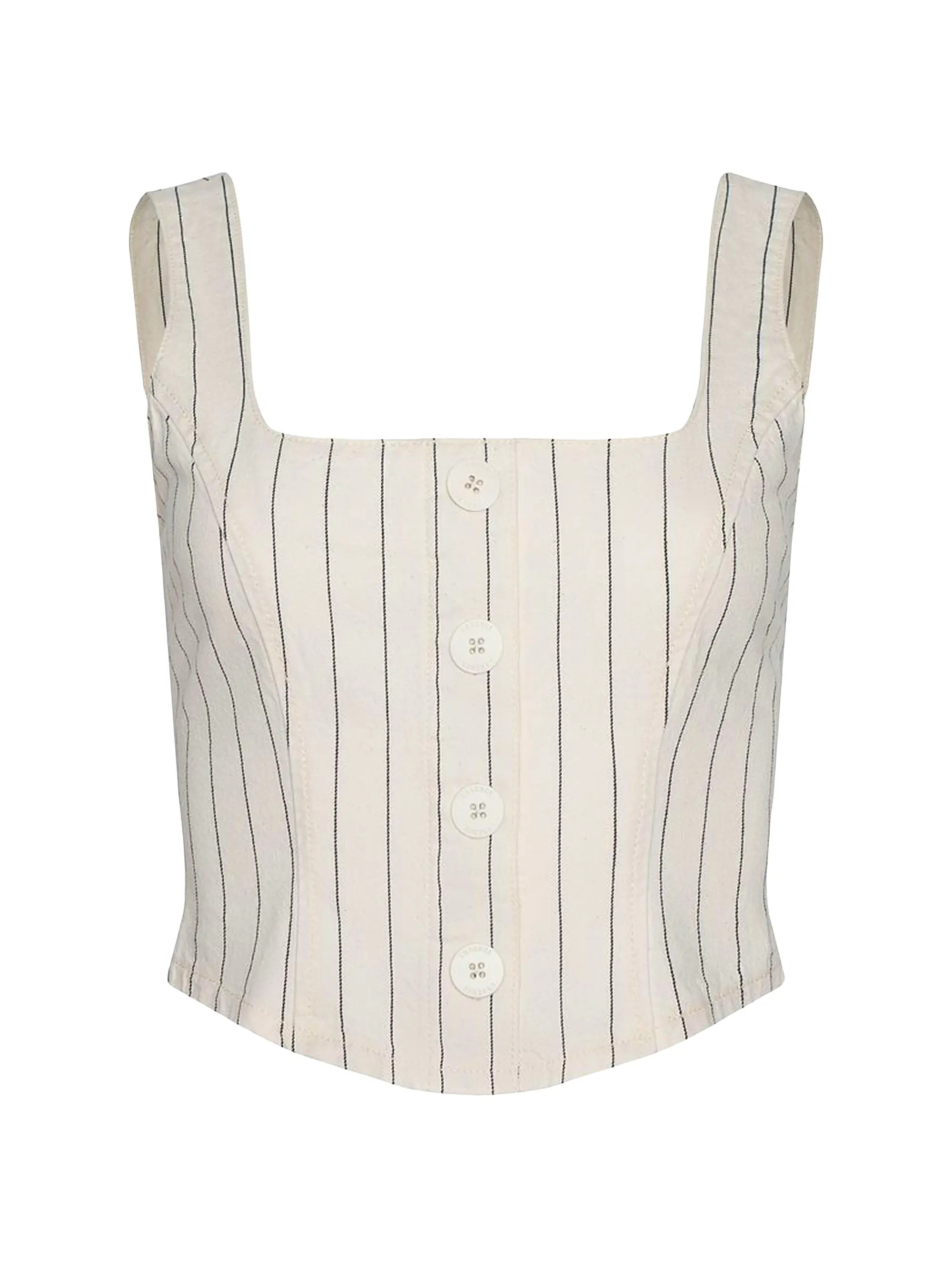 L'AGENCE Saga Pinstriped Cotton Tank | Saks Fifth Avenue | Saks Fifth Avenue