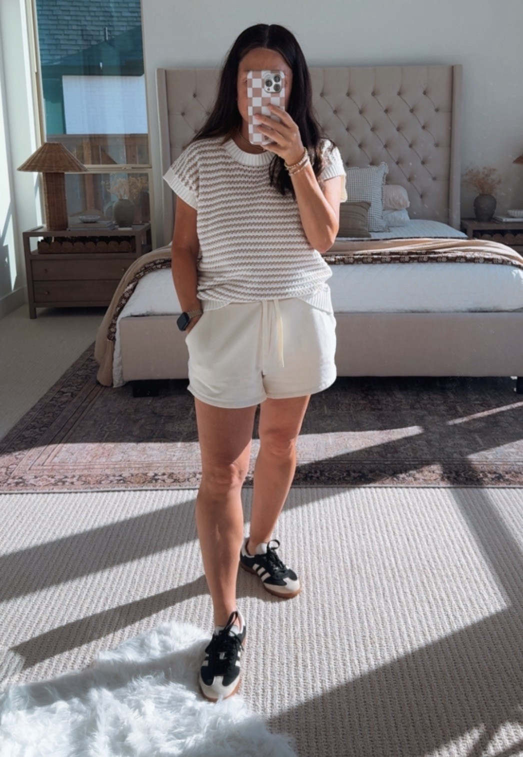 Athleisure outfit of the day ✨ Comfy, chic and perfect for running errands or grabbing coffee after the gym. Linking my full look. Trending oversized sweater to the softest shorts and trending sneakers

Gift for her, petite fashion, athleisure outfit, women’s athleisure look, everyday athleisure look, errand outfit, fall athleisure style, athleisure outfit inspiration, adidas sneakers, fleece shorts, watch band, affordable jewelry, checkered phone case, Amazon fashion, target fashion 

#LTKStyleTip #LTKActive #LTKSaleAlert