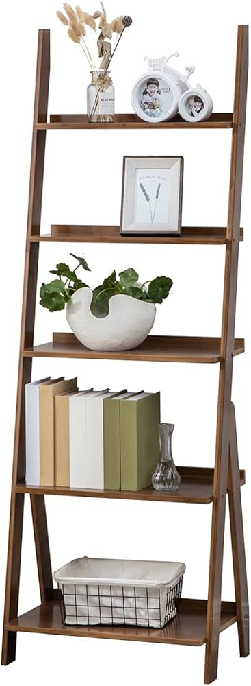Ladder Shelf, 5-Tier Leaning Shelf, Free Standing Organizer Storage Shelves, Storage Rack Shelf f... | Amazon (US)
