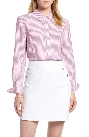 Women's 1901 Button Up Stripe Shirt, Size X-Small - Pink | Nordstrom