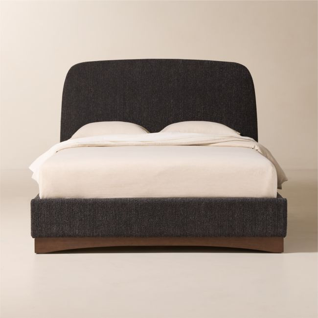 Auburn Charcoal Grey Boucle Upholstered Queen Bed | CB2