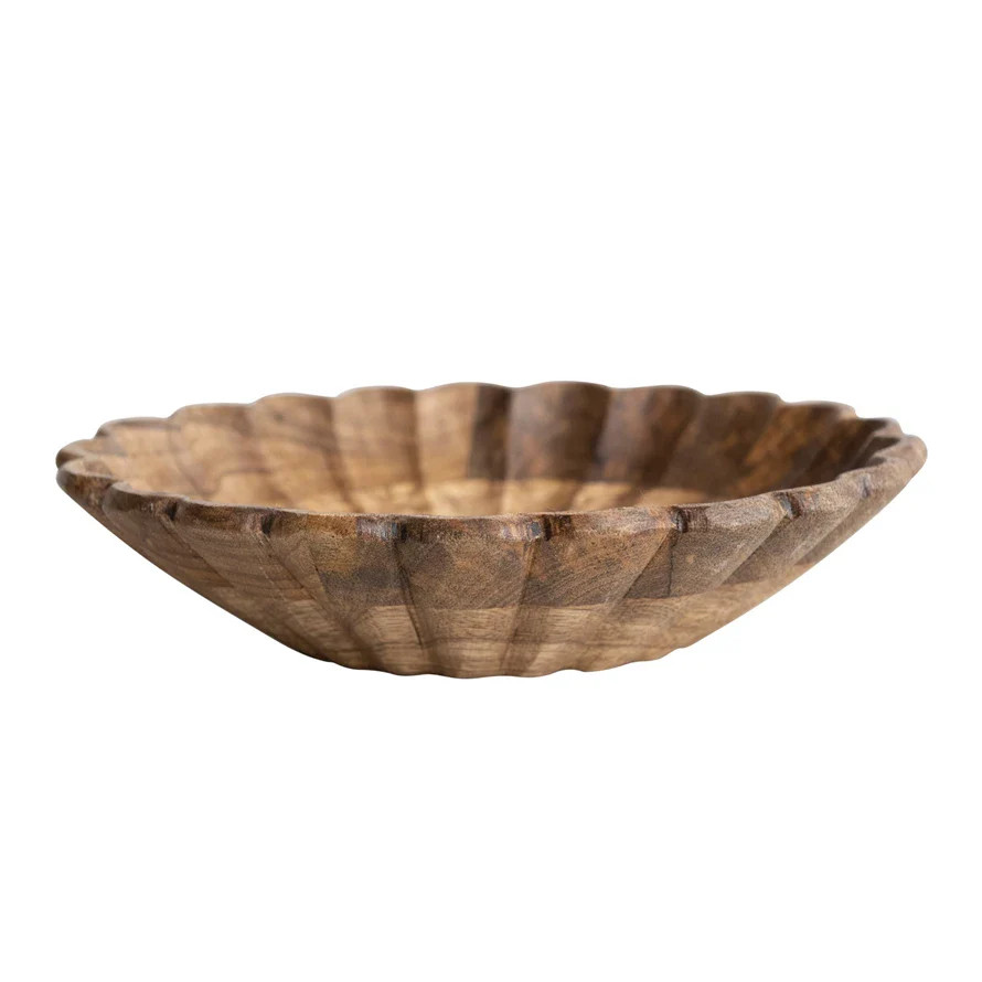 Mango Wood Scalloped Bowl | Pink Antlers