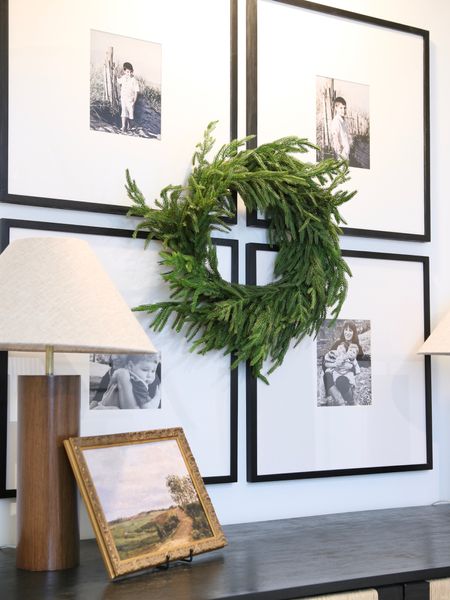 Use code STEFANA20 for the Afloral real touch Norfolk pine wreath. 

gallery frame, wood table lamp 

#LTKSeasonal #LTKstyletip #LTKhome