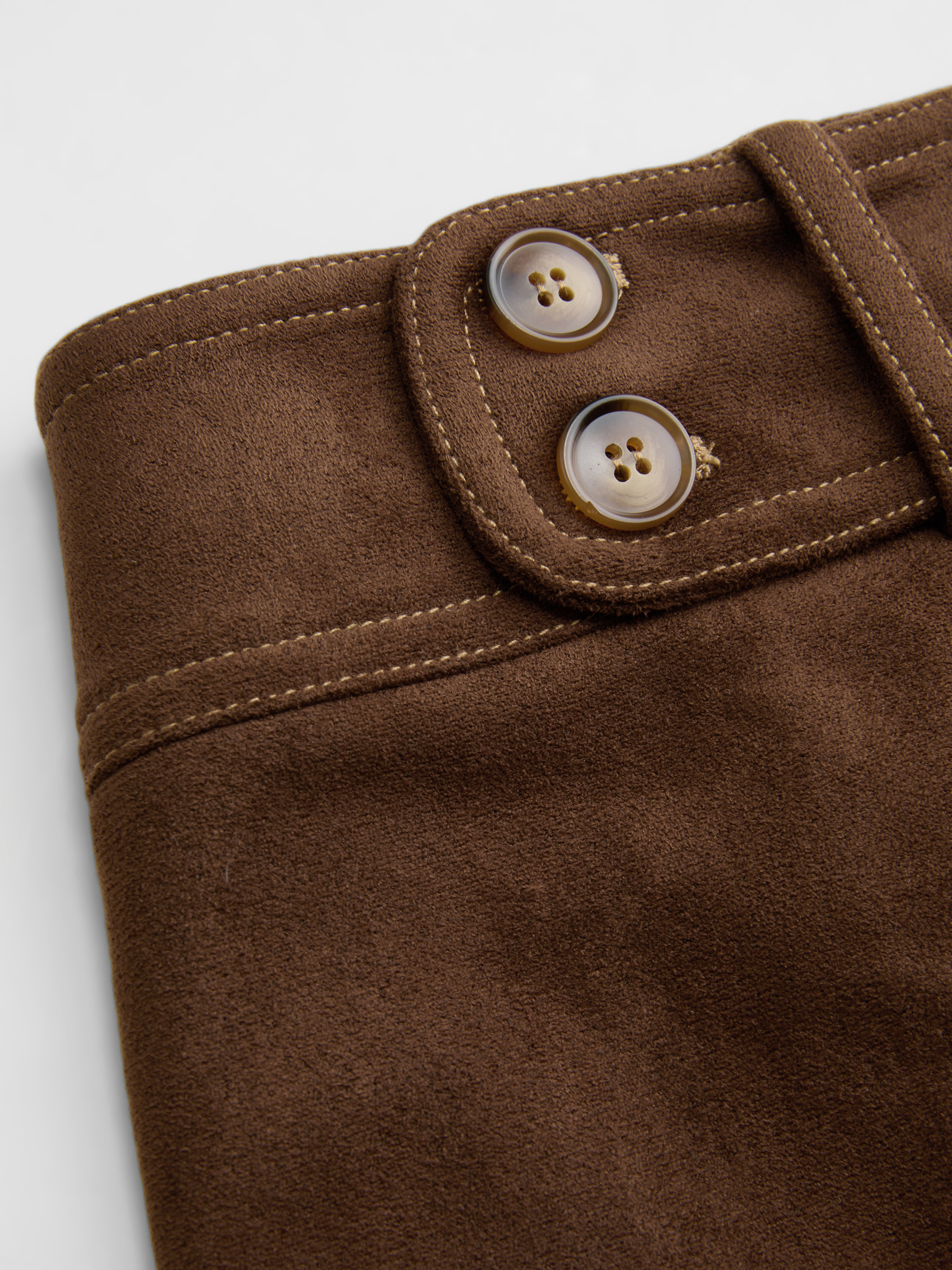 Suede Suede Low Rise Solid Button Mini Skirt For Holiday | Cider