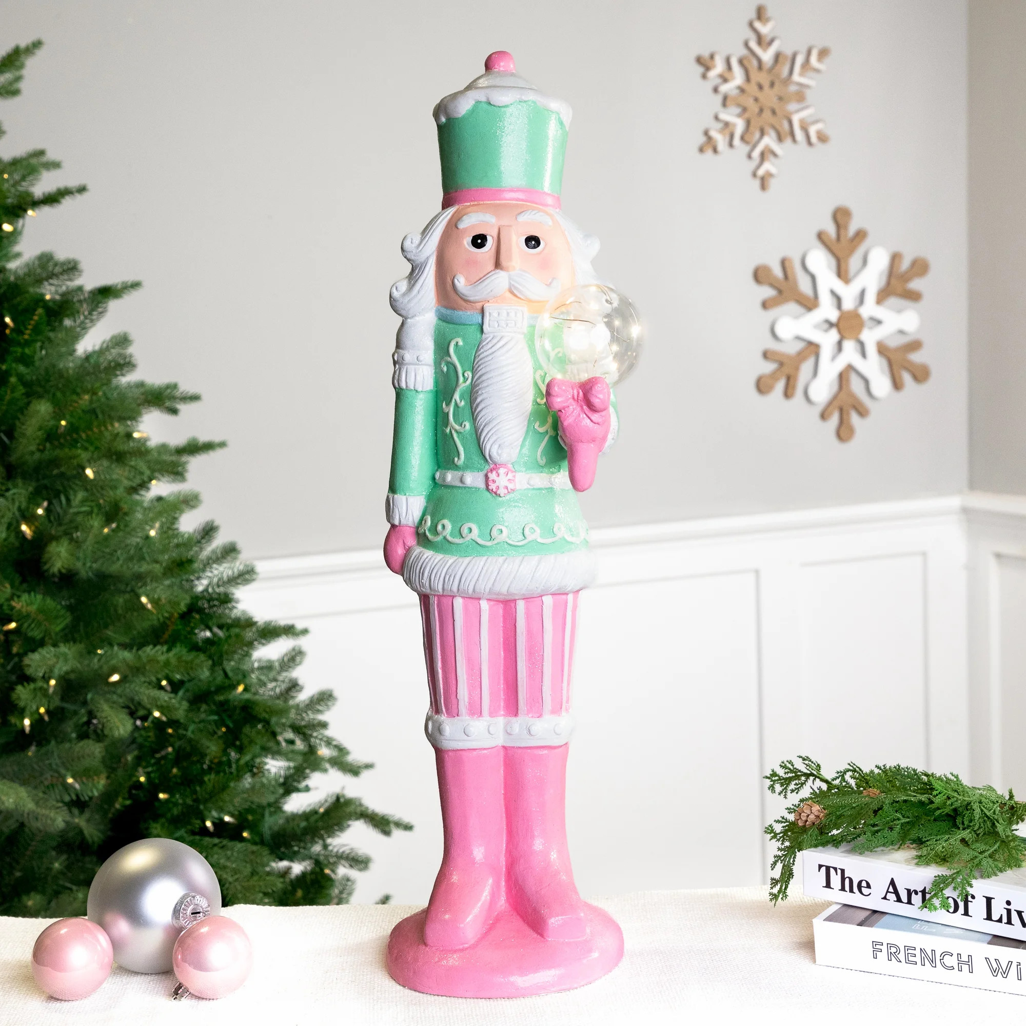 Northlight LED Lighted Glitter Christmas Nutcracker - 27" - Green and Pink | Walmart (US)