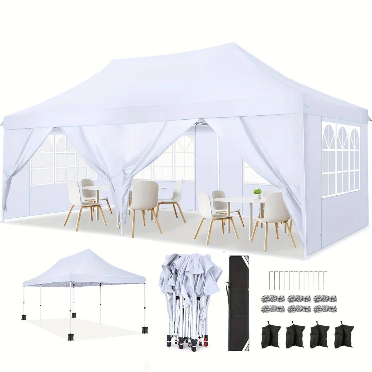 10'x20' Pop Up Canopy Tent with 6 Removable Sidewalls, Instant Outdoor Canopy | Wayfair North America
