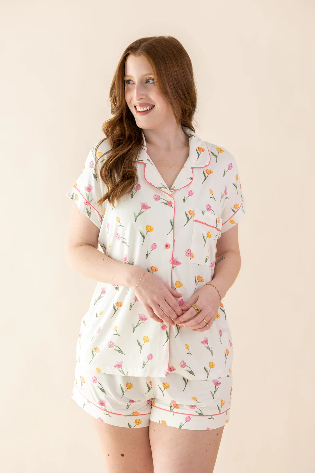 Women's Short Sleeve Pajama Set in Tulip | Kyte Baby