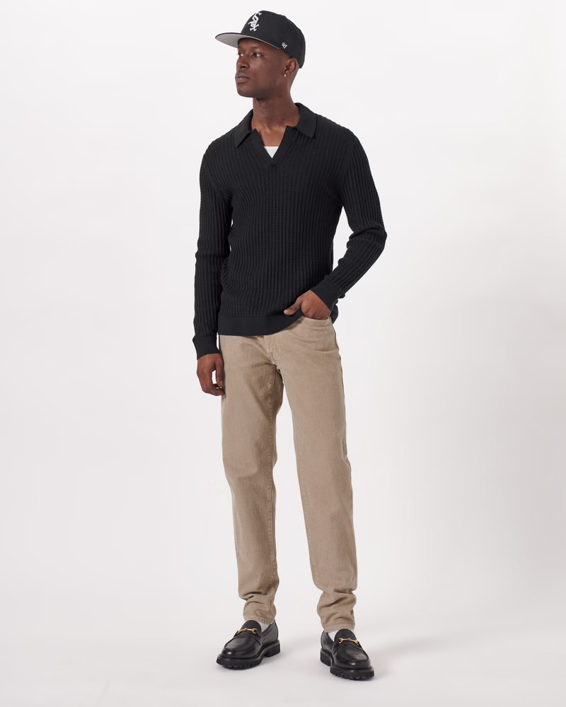 Long-Sleeve Johnny Collar Sweater Polo | Abercrombie & Fitch (US)