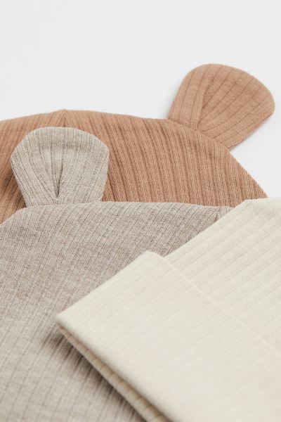 3-pack Ribbed Hats with Ears | H&M (US + CA)