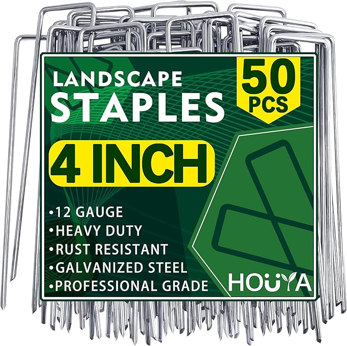 50 Pack Landscape Staples 4 Inch 12 Gauge Garden Stakes Galvanized Garden Staples Pins Anti-Rust ... | Amazon (US)