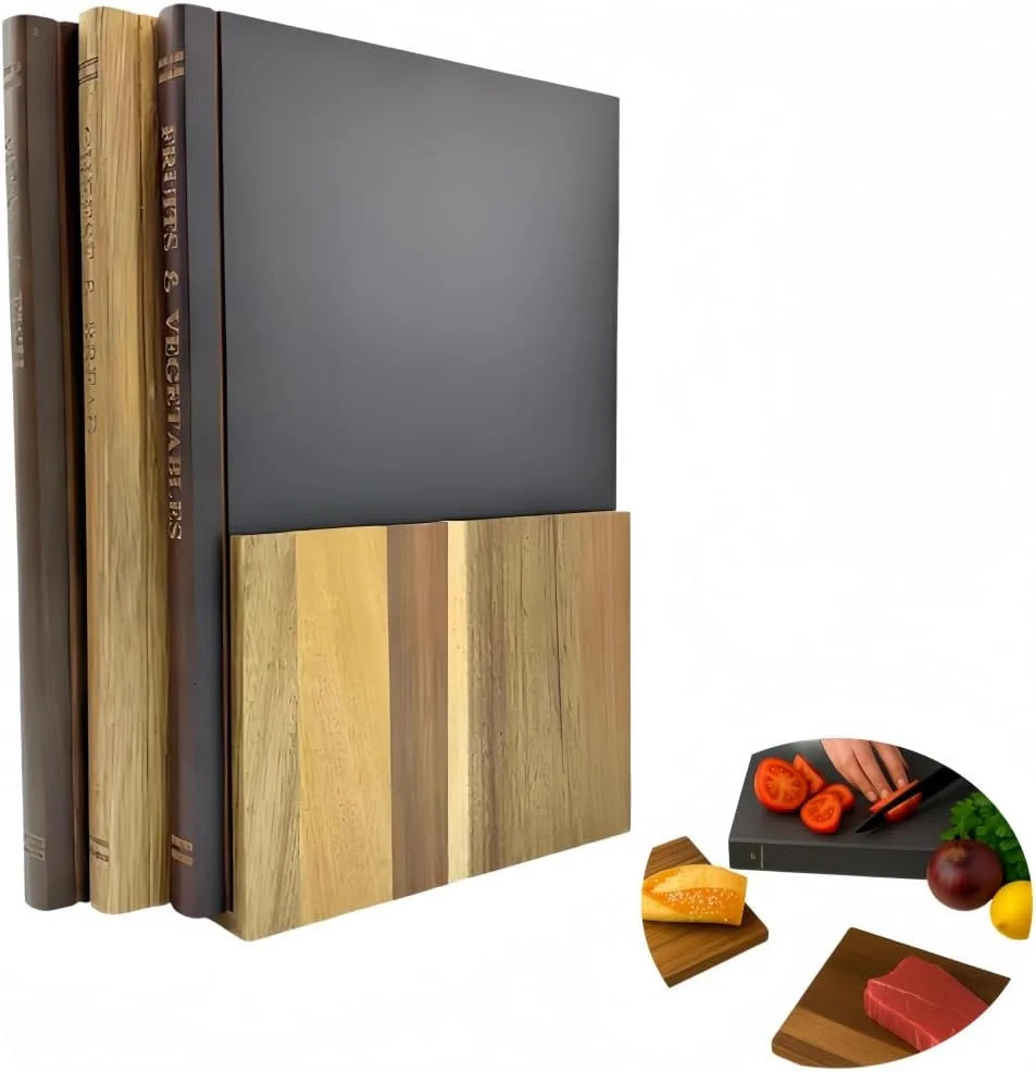 Book-Shaped Cutting Board Set of 3, Wooden Chopping & Serving Boards with Stand - Decorative for ... | Walmart (US)