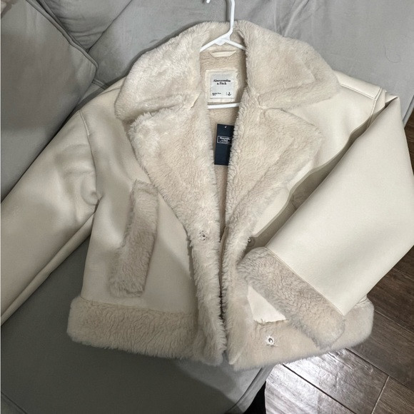 Abercrombie and Fitch sherpa leather jacket | Poshmark