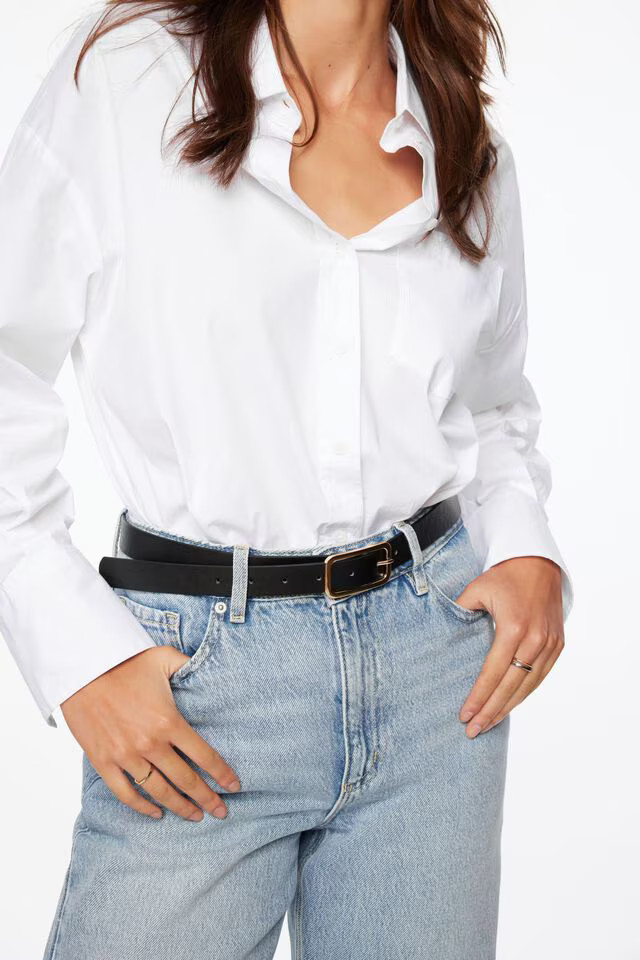 Skinny Round Square Buckle Belt | Dynamite Clothing