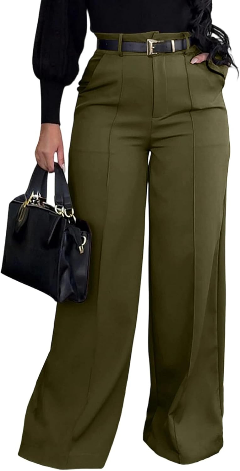 SHINFY Women's Wide Leg Dress Pants Pleated Palazzo Work Pants Slacks | Amazon (US)