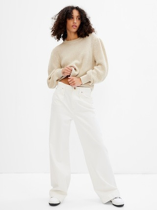 Shaker-Stitch Balloon Sleeve Sweater | Gap (US)