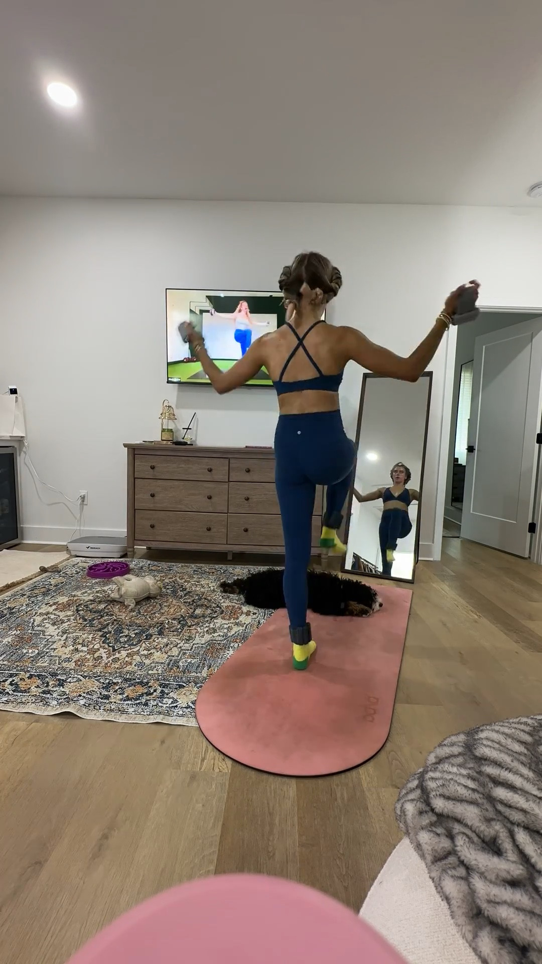 Leggings: CRZ YOGA Butterluxe High Waisted Lounge Legging 25" - Workout Leggings for Women Buttery Soft Yoga Pants. Sports bra: CRZ YOGA Butterluxe Deep V-Neck Sports Bras for Women - Spaghetti Strap Criss Cross Padded Bra Sexy Wireless Yoga Bra. #workoutgear #workoutwear #pilates #ootd #outfit #athleticwear #athleticoutfit #bikershorts #sportsbra #pilatesoutfit #athleisure #bala #pilatesworkout #pilateslovers #pilatestiktok #balabangles Bala use code SLOANE15. Pila barre pilates grip socks. @lexfisher @lexfish @Pointe Studio 

#LTKmorningroutine #LTKActive #LTKfitnessgoals