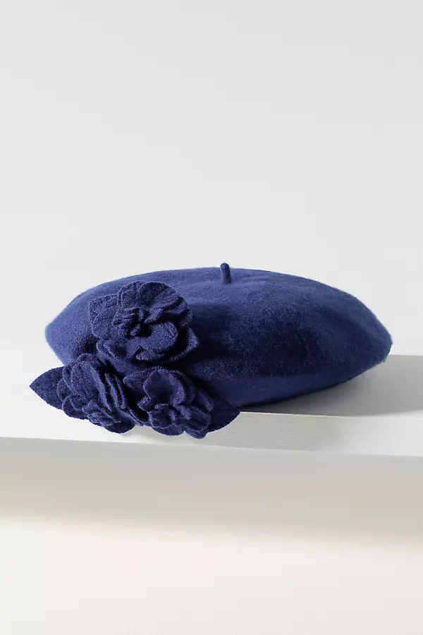 San Diego Hat Co. Wool Flower Beret | Anthropologie (US)