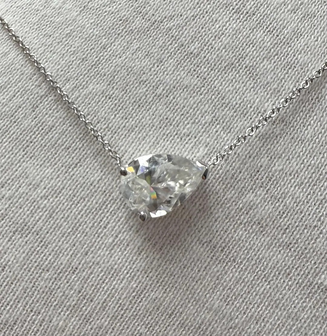0.50 ct to 3.00 ct Certified Horizontal Set Pear Shape Moissanite Pendant D VVS1 Sizes 4x6 mm to ... | Etsy (US)