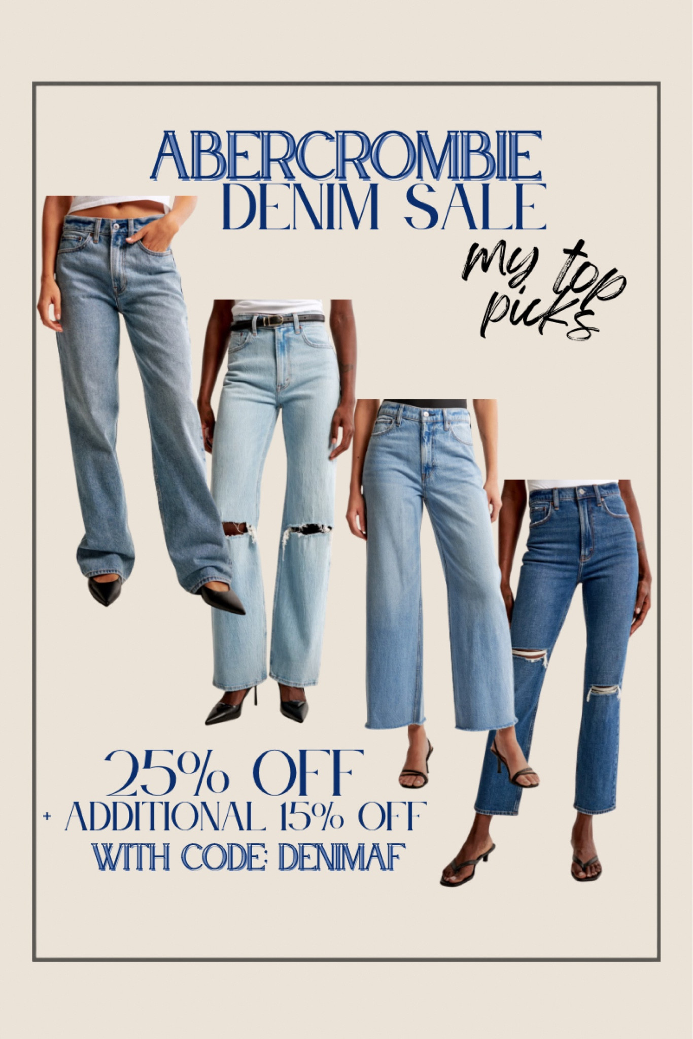 Abercrombie denim sale. 
I get my true size 32 (14) 
Use code: DENIMAF for an additional 15% off 
@abercrombie #AbercrombiePartner

#LTKFindsUnder50 #LTKSaleAlert #LTKMidsize