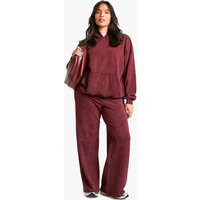 Womens Plus Burgundy Premium Overdye Wide Leg Jogger - Red - 24 | boohoo (US & Canada)