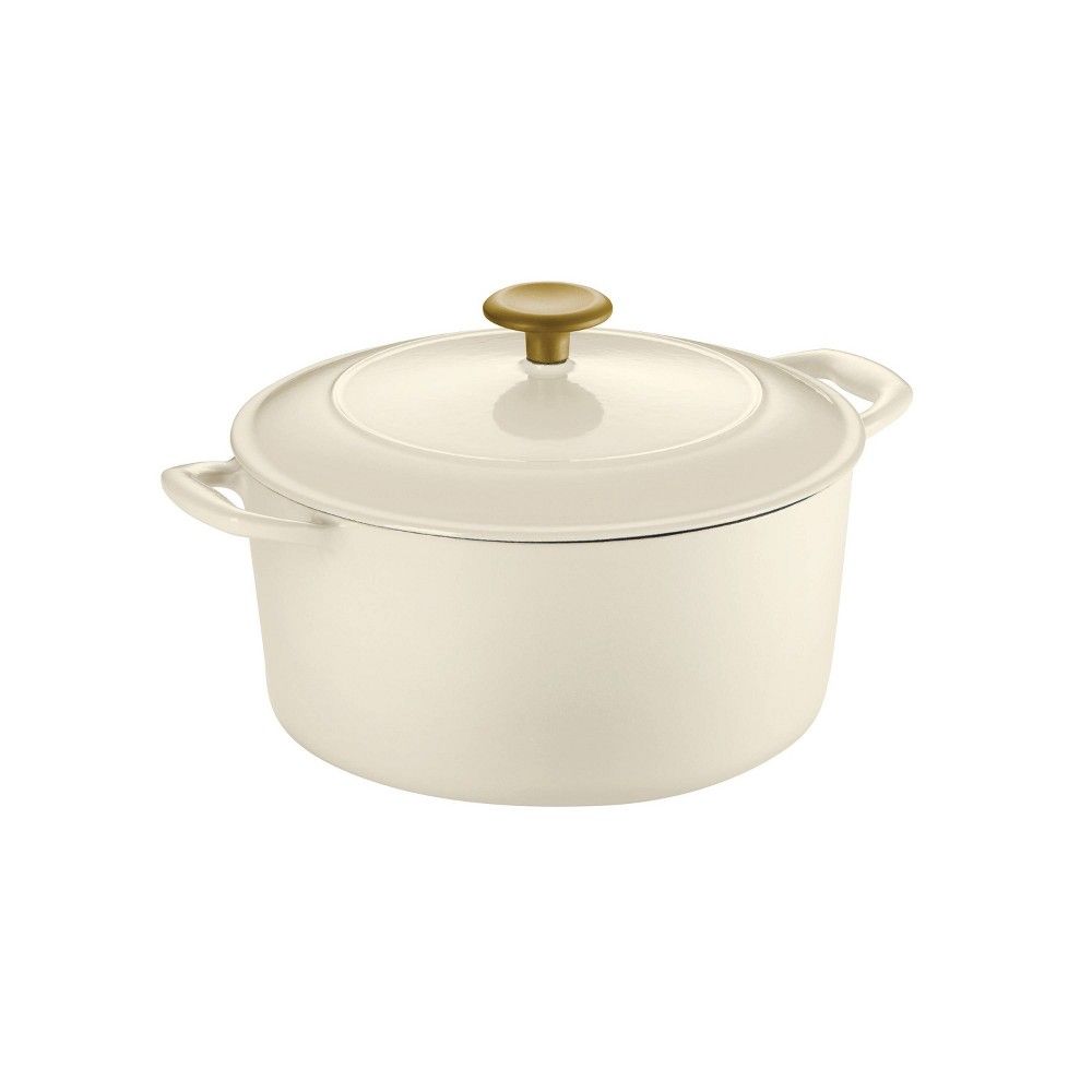 Tramontina 5.5qt Enameled Cast Iron Round Dutch Oven - Latte with Gold Knob | Target