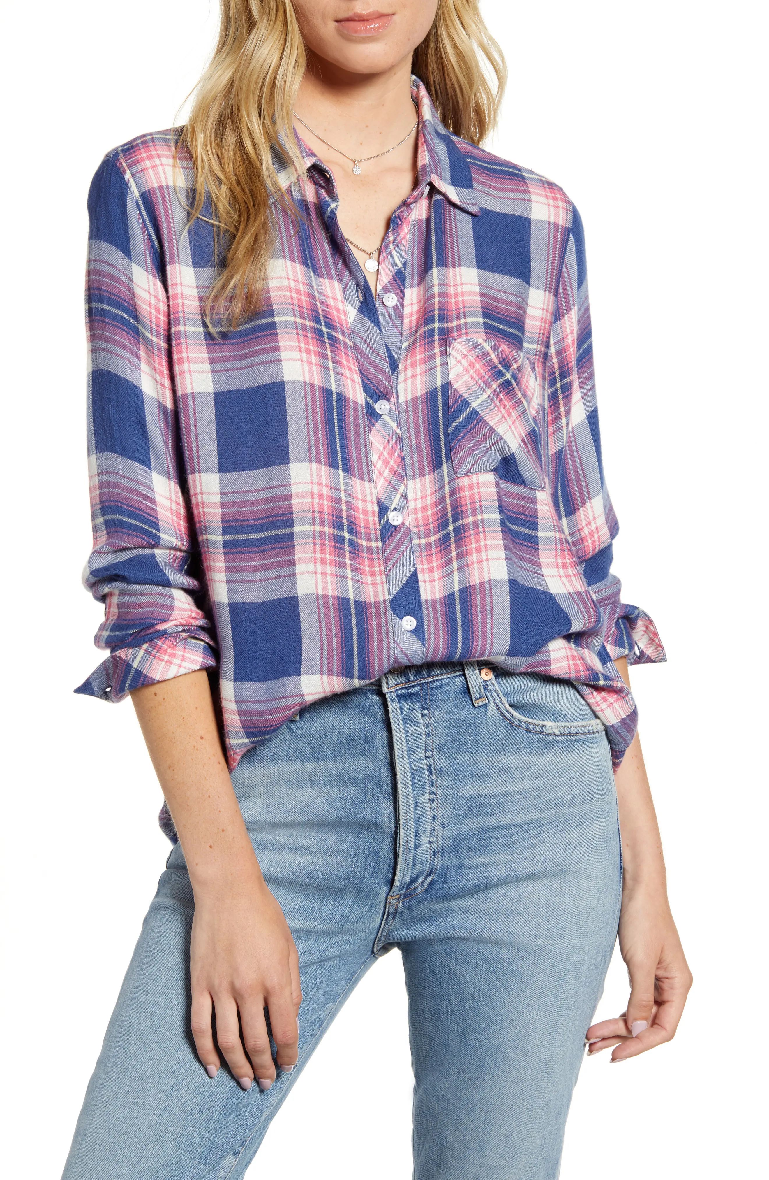 Rails Hunter Plaid Shirt in Azure Pink Yellow at Nordstrom, Size X-Small | Nordstrom