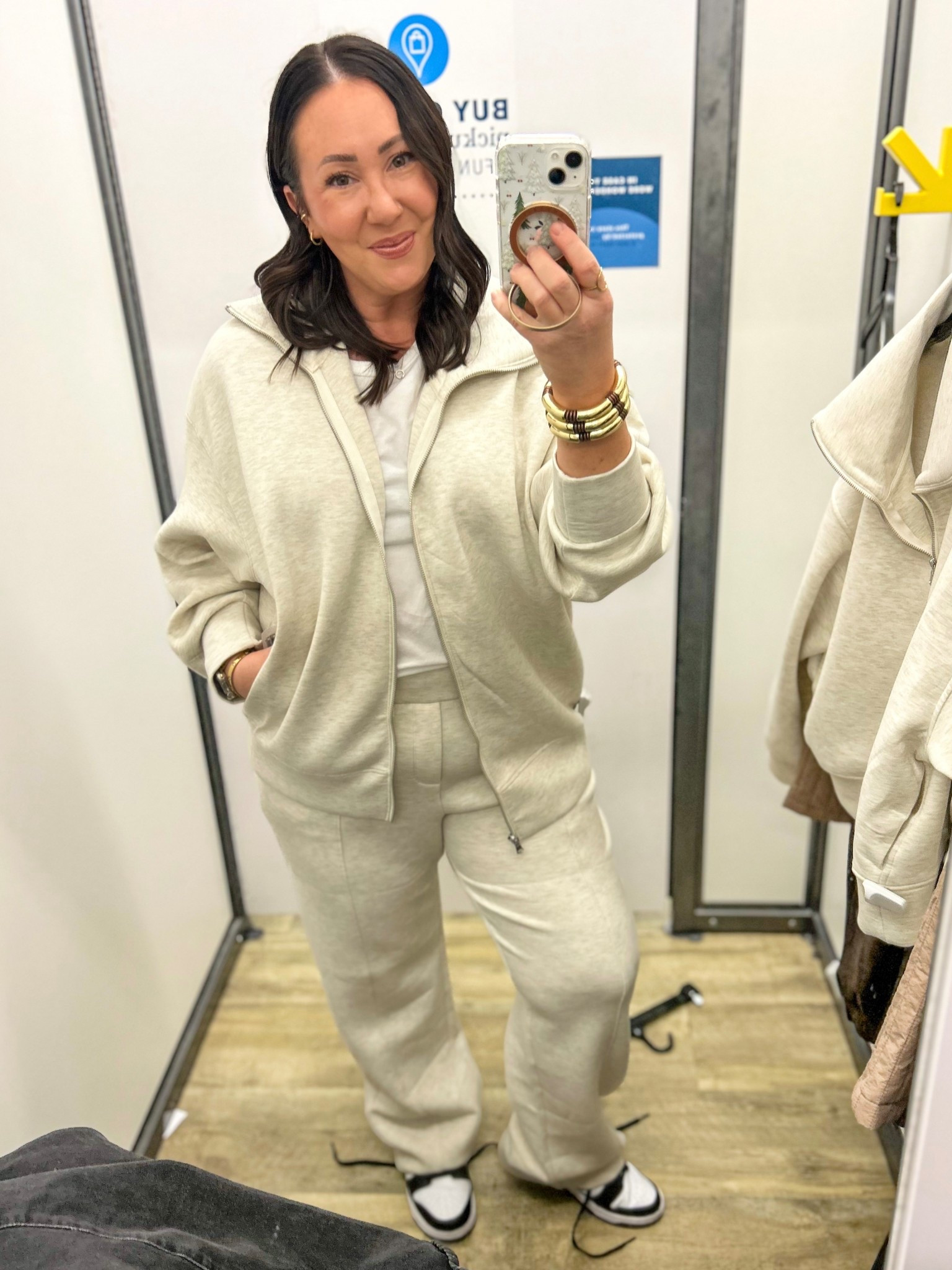 New bounce fleece jacket and matching trouser pants! XL jacket. 40% off.  Large pants. 20% off @oldnavy. XL @gap tee. @nike sneakers run true to size.  

#LTKSaleAlert #LTKActive #LTKOver40
