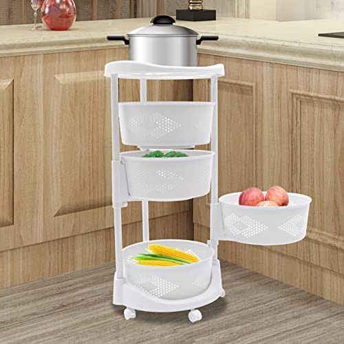 4 Tier Kitchen Storage Cart Multi-Layer Storage Basket with Wheels Fruit Vegetable Storage Shelve... | Amazon (US)
