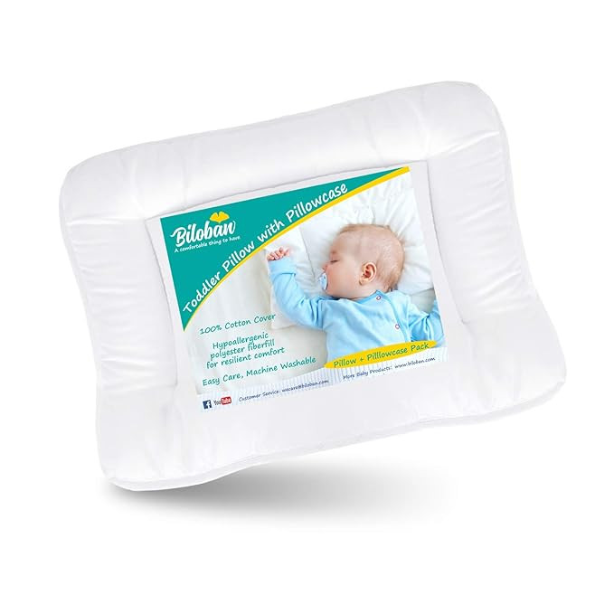 Baby Toddler Pillow for Sleeping with Pillowcase (13 x 18), Baby Toddler 's Flat Pillows, Oeko-TE... | Amazon (US)