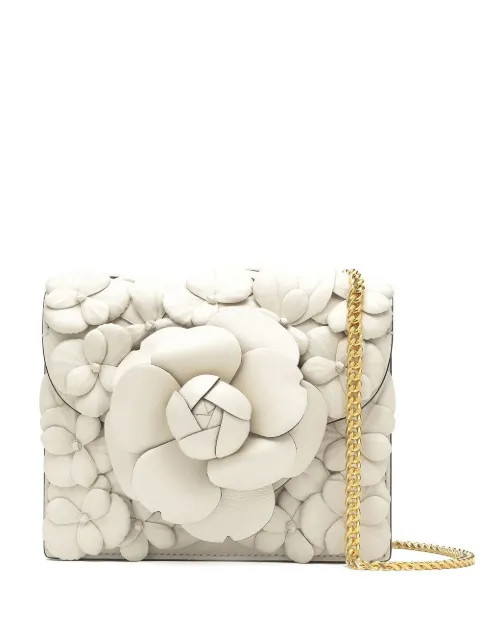 Oscar De La Renta floral-appliqué Leather Crossbody Bag - Farfetch | Farfetch Global