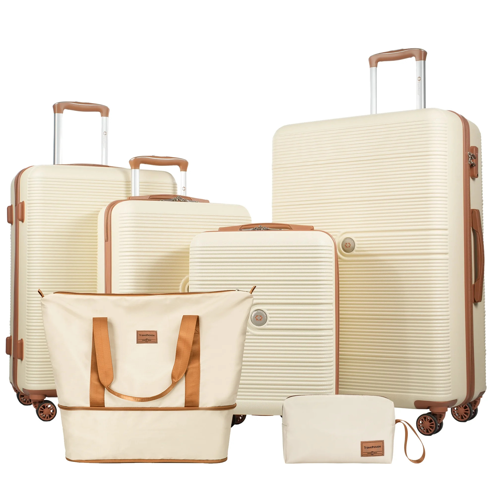 Travelhouse 6 Piece Hardshell Luggage Set Lightweight Suitcase with TSA Lock and Spinner Wheels a... | Walmart (US)