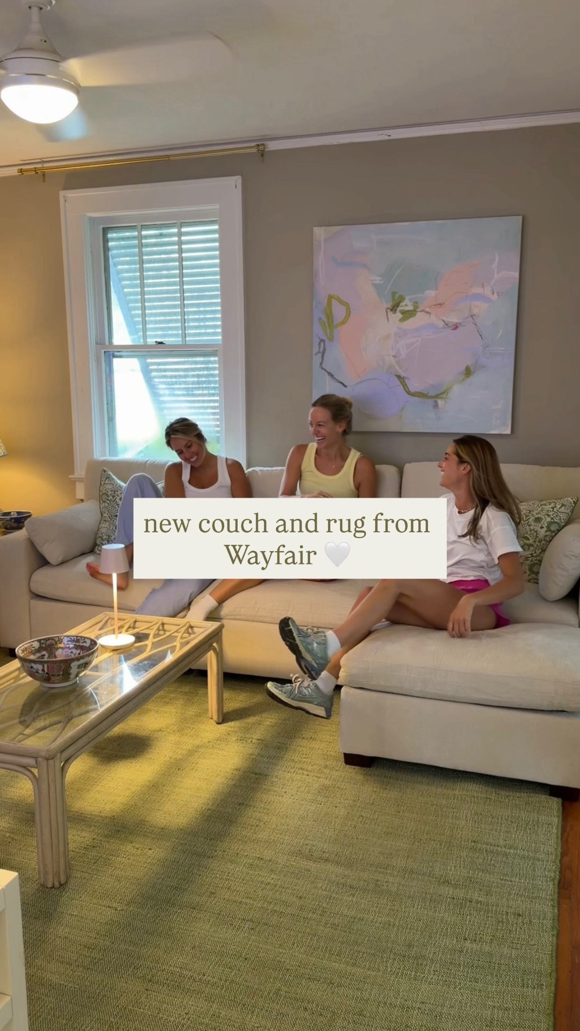 AD New couch from Wayfair - it’s firm but still comfortable and makes the space look and feel elevated! Love our green sisal/jute rug as well! We have the 8x10 and a thin rug pad underneath. @Wayfair #wayfair #ad #wayfairpartner

#LTKHome