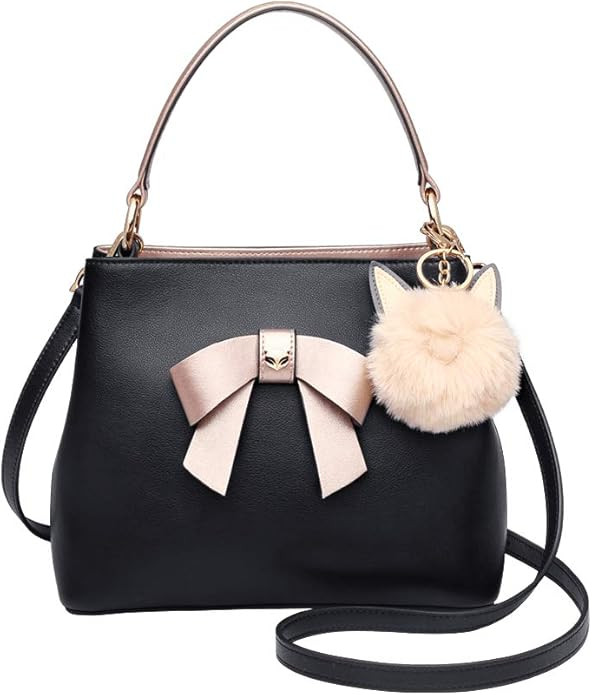 Leather Handbags for Women, Genuine Leather Ladies Shoulder Bag with Bow-knot Decoration Womens P... | Amazon (US)