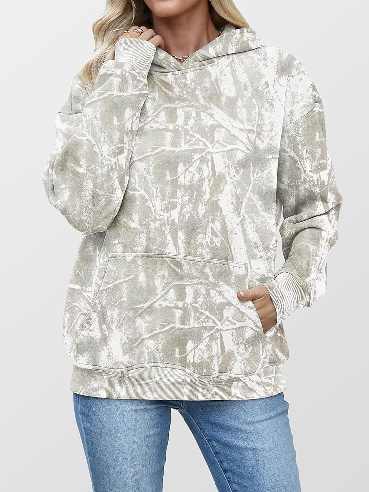 ANRABESS Women Camo Hoodies Long Sleeve Maple Leaf Print Fleece Oversized Casual Pullover Sweatsh... | Amazon (US)