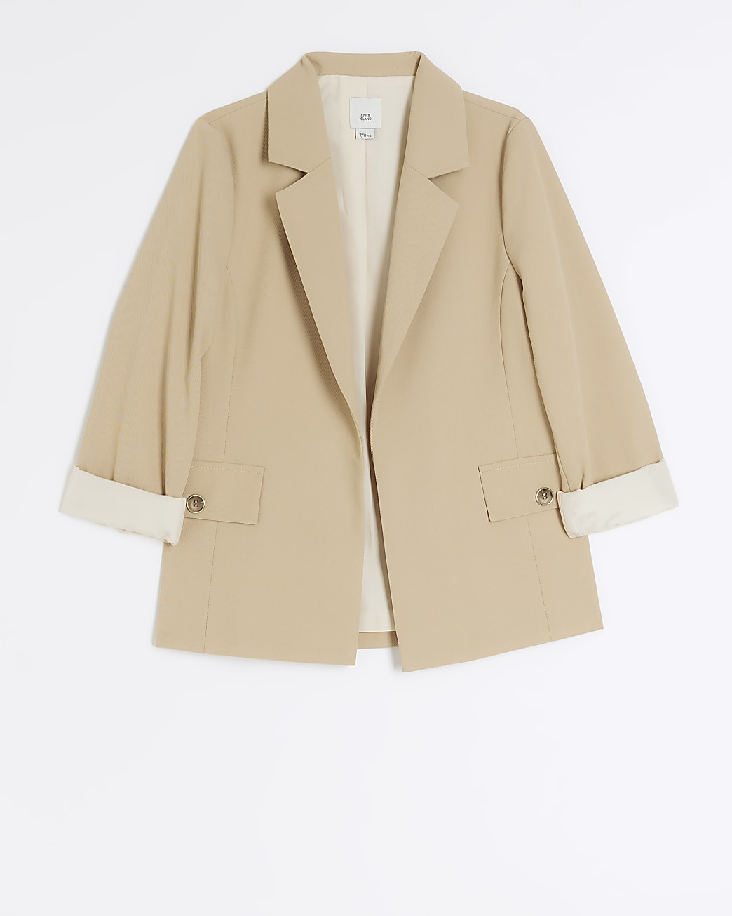 Girls beige rolled sleeve blazer | River Island (UK & IE)