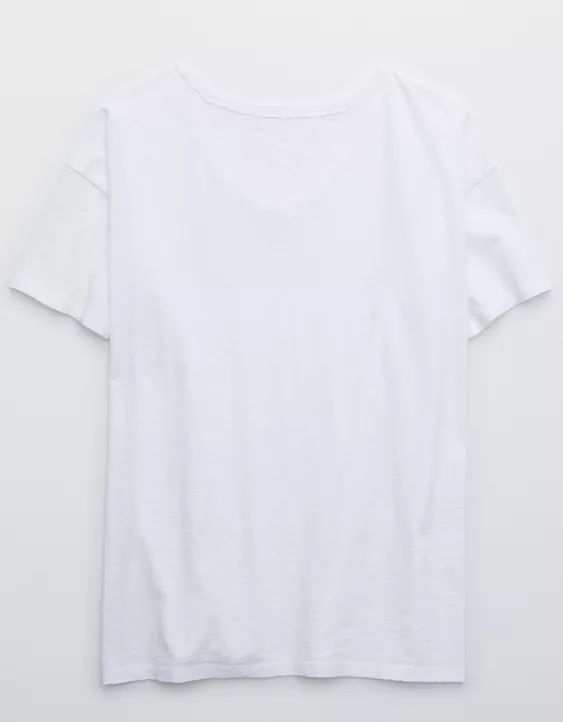 Aerie Distressed Basic V-Neck Boyfriend T-Shirt | American Eagle Outfitters (US & CA)