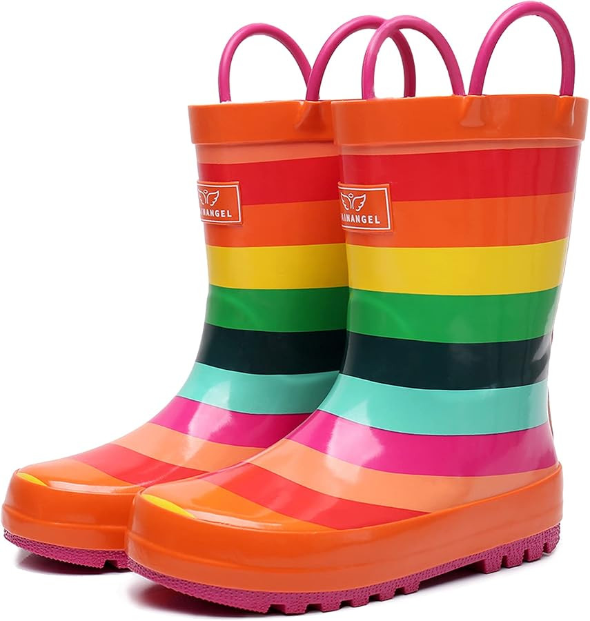 RAINANGEL Toddler Rain Boots with Easy-On Handles, Waterproof Kids Rain Boots for Girls & Boys, F... | Amazon (US)