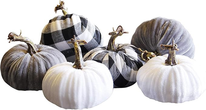winemana Thanksgiving Decorations Artificial Pumpkin, Set of 6 Foam Lint Pumpkins 3 Colors Fall A... | Amazon (US)