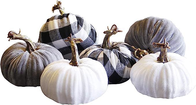 winemana Thanksgiving Decorations Artificial Pumpkin, Set of 6 Foam Lint Pumpkins 3 Colors Fall A... | Amazon (US)