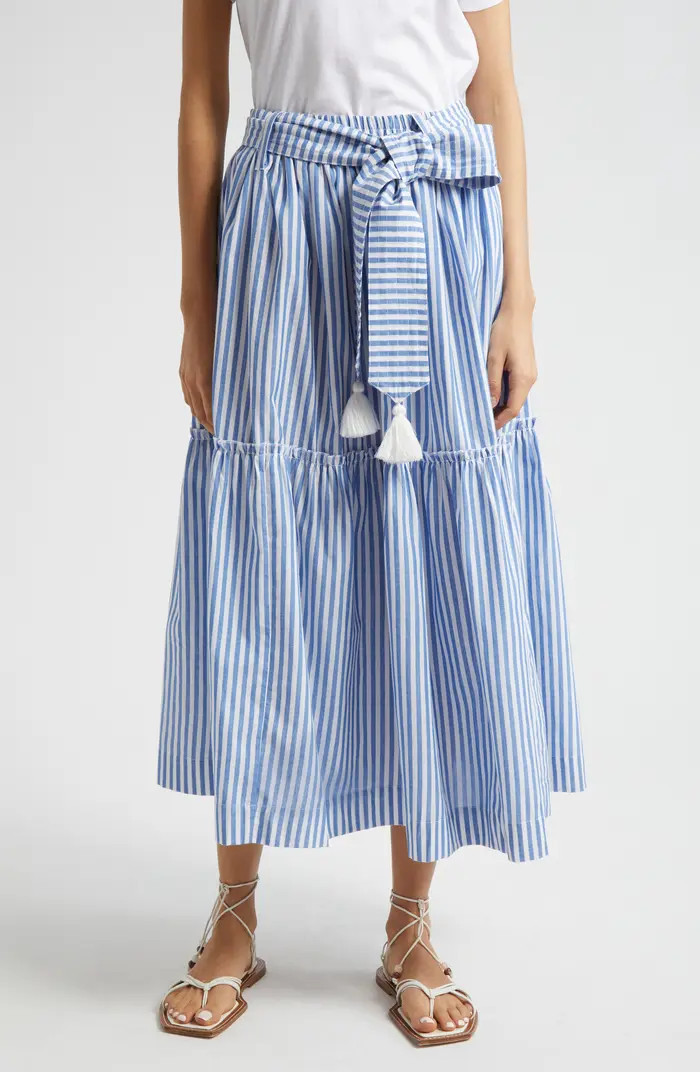 Franoise Floral Stripe Cotton Skirt | Nordstrom