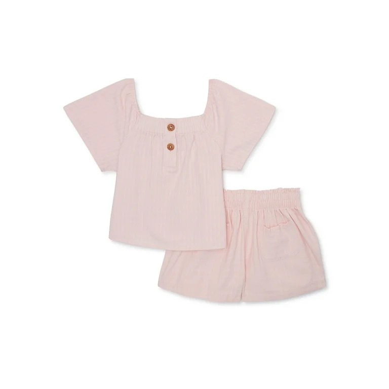 easy-peasy Baby and Toddler Girls Henley Short Sleeve Top and Shorts, Sizes 12 Months - 5T | Walmart (US)