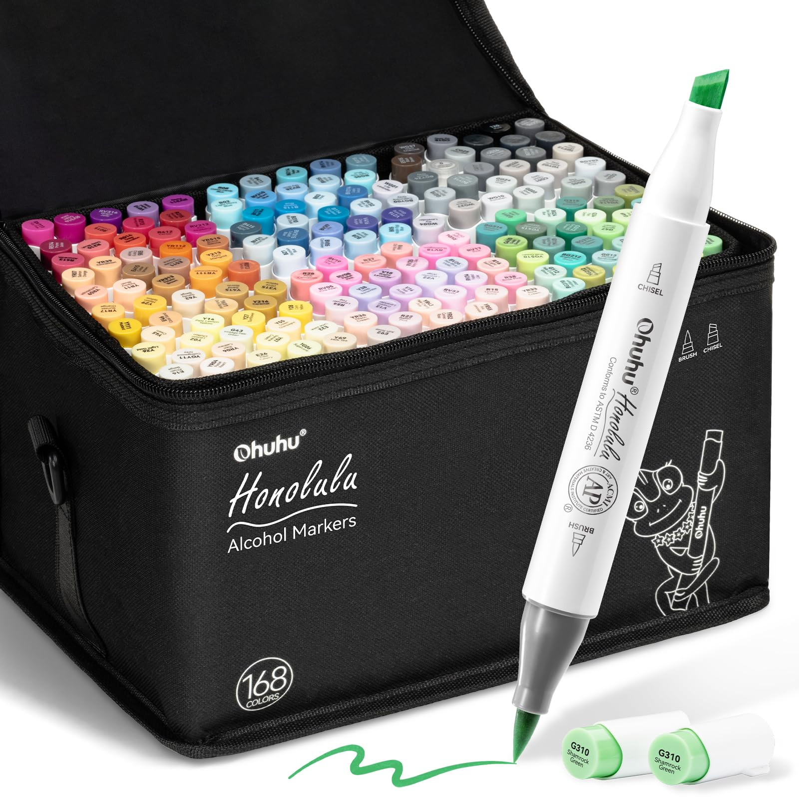 Ohuhu Alcohol Markers Brush Tip - 168-color Art Marker Set Double Tipped Alcohol-based Markers fo... | Amazon (US)