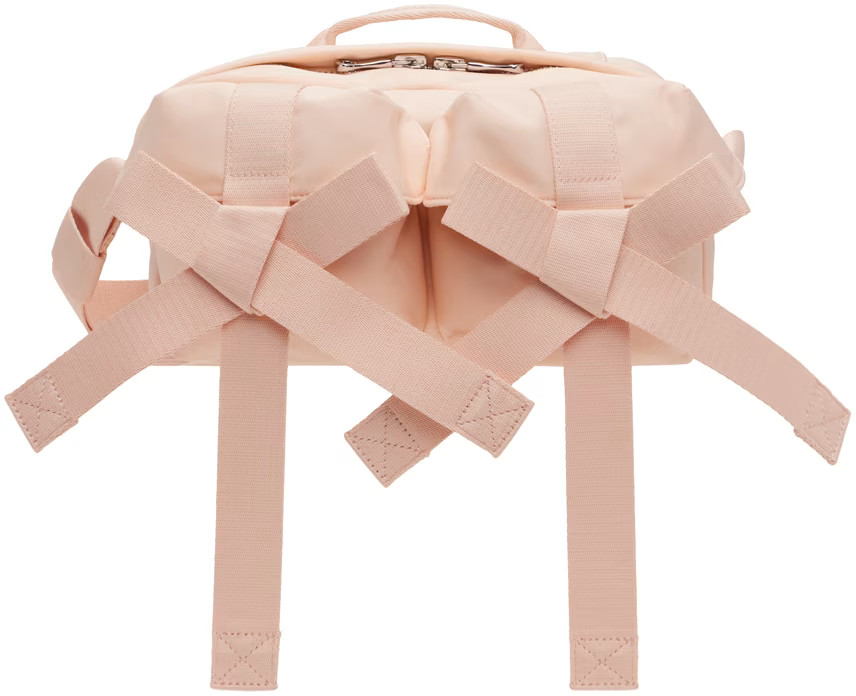 Pink Beaded Classic Bow Crossbody Bag | SSENSE