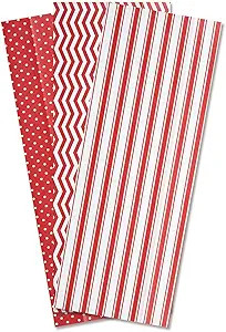 Christmas Red & White Dots and Stripes Tissue Sheets - Set of 18 Sheets, 20" x 20", 3 Designs, Ho... | Amazon (US)
