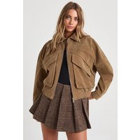 boohoo Women's Oversized Faux Suede Jacket in Taupe | Size: 16 | Boohoo.com (UK & IE)